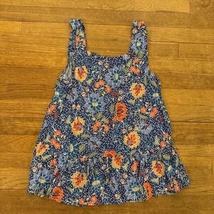 Loft blue orange red floral flour tank top blouse shirt size small S
 b48